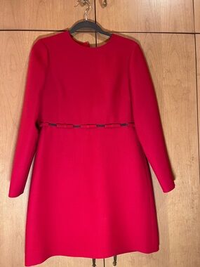 Valentino Red Long-Sleeve A-Line Dress